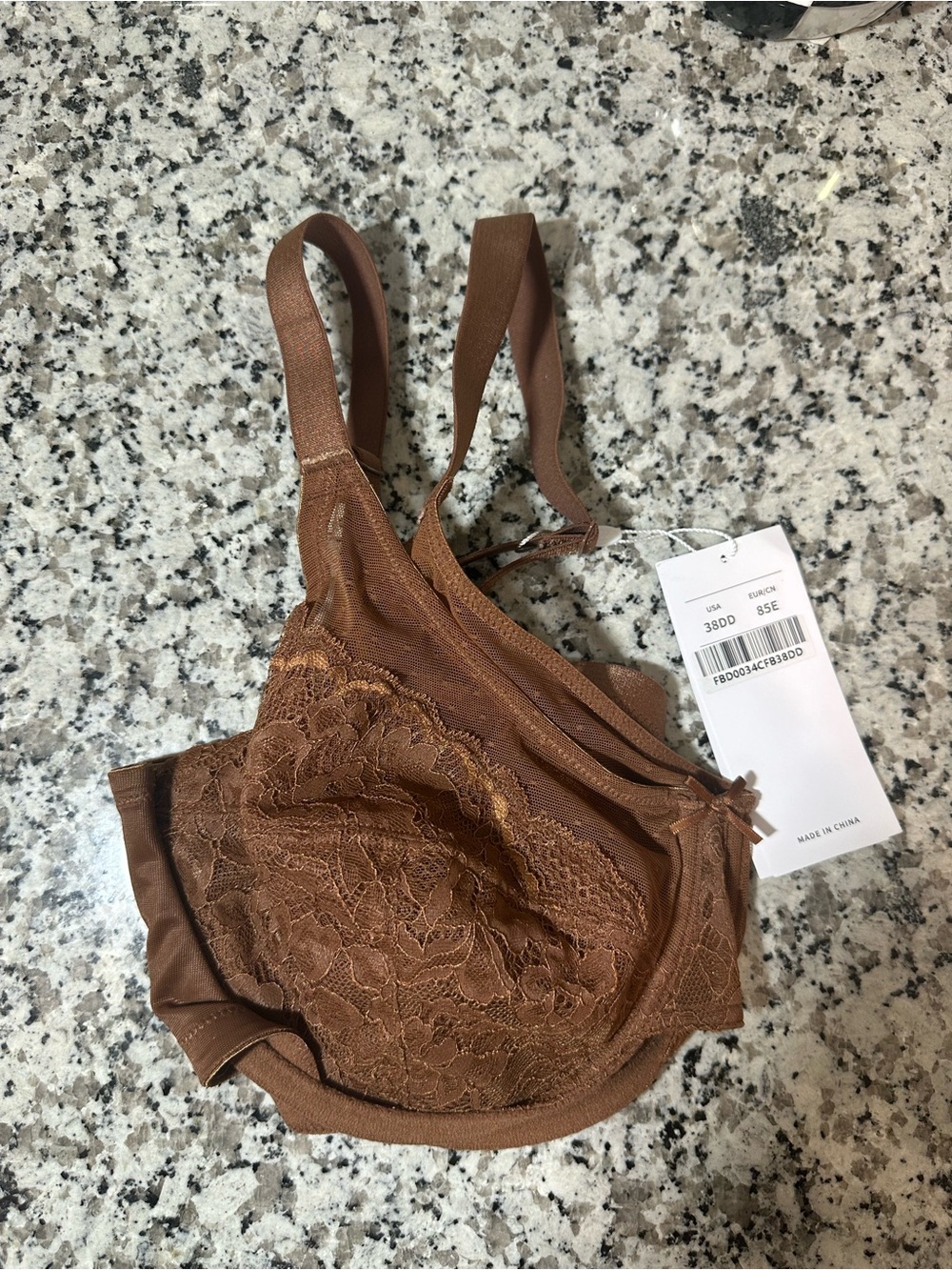 Lace Underwire Bra in Rich Brown